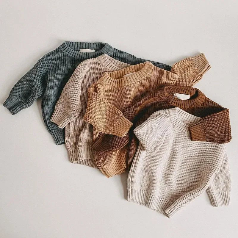 0 - 6T Newborn Baby Sweater Kid Boy Girl Winter Clothes Warm Thick Knit Pullover Top Infant Long Sleeve Basic Knitwear Outfit - Baby Bubble