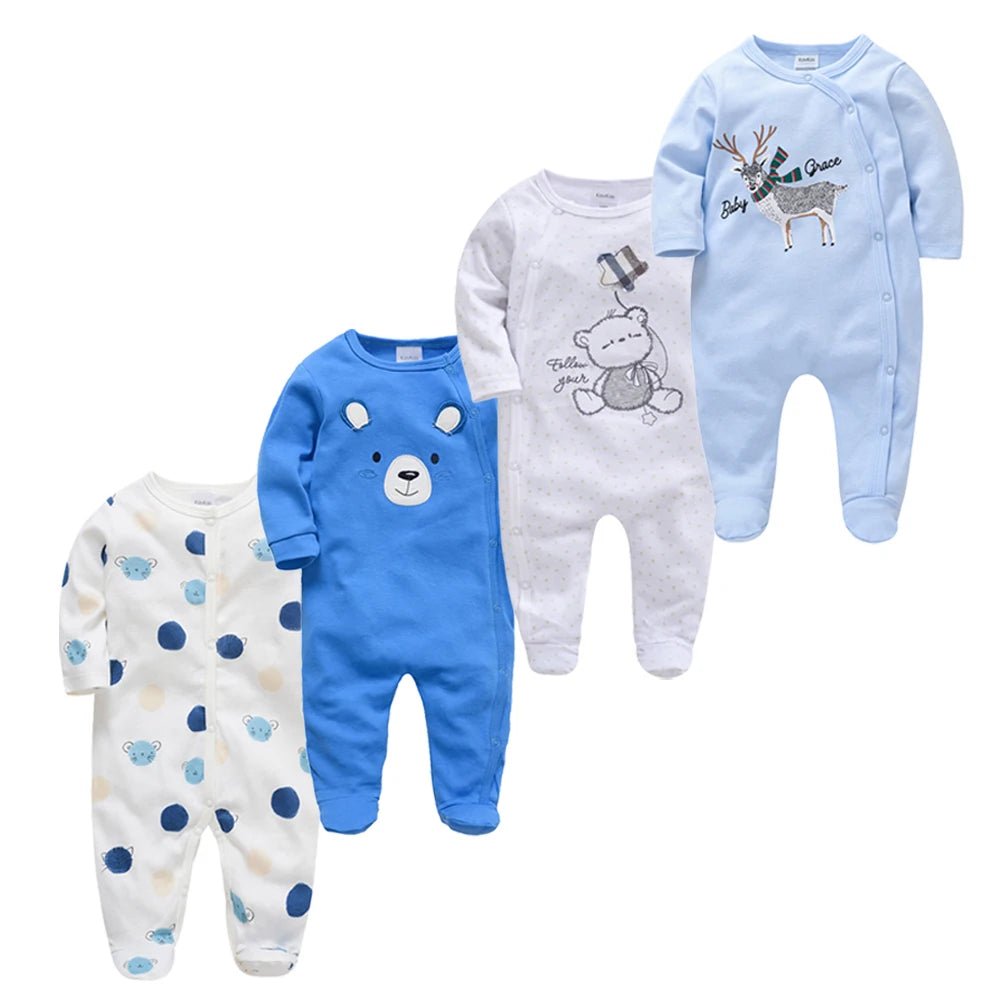 3/4 Pcs a lot Kavkas Baby Boy Rompers Newborn Cotton Girls Clothes Long Sleeve Summer Soft Jumpsuit O - neck 0 - 12m Onesie Clothing - Baby Bubble