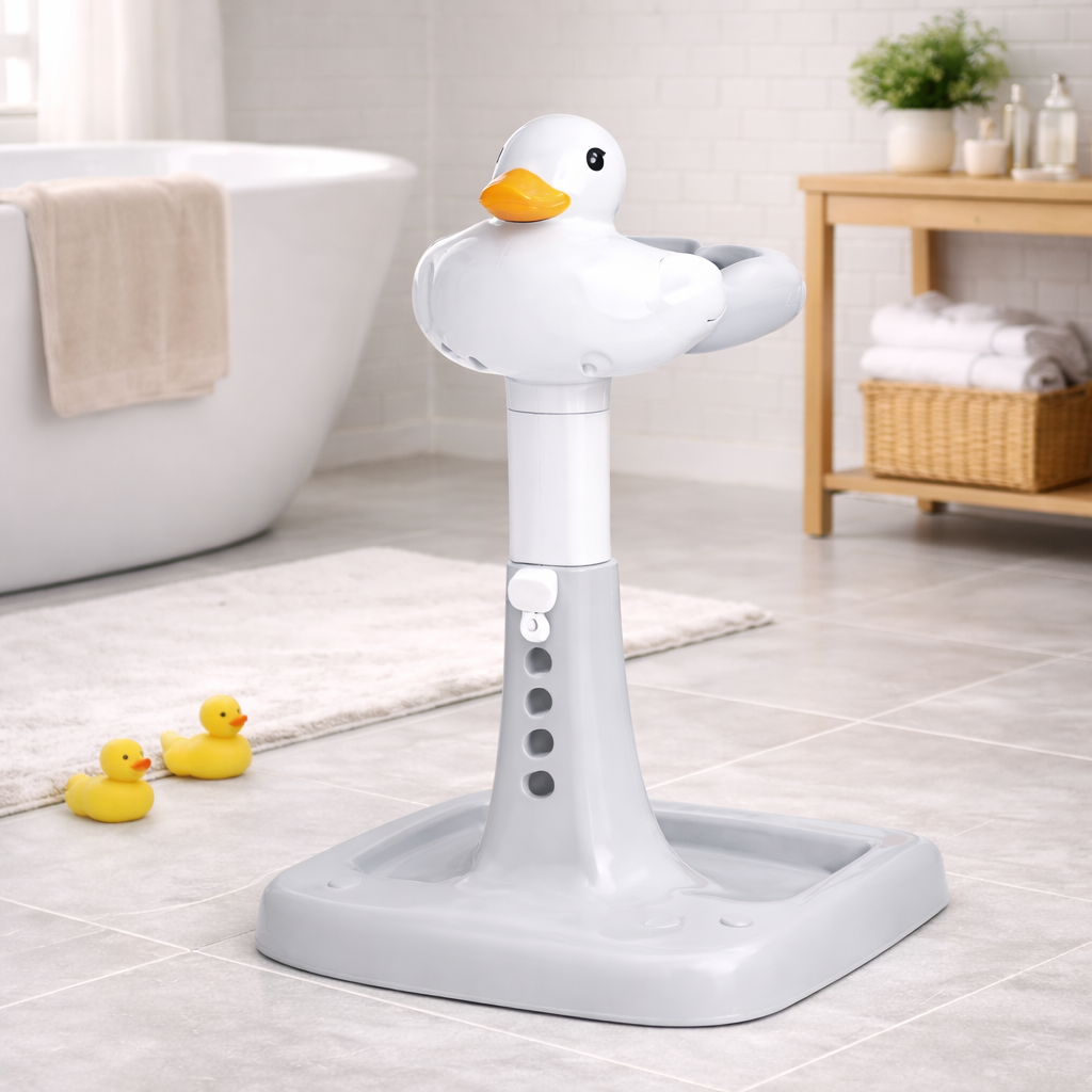 Baby Bubble standing bath support with cushioned leg openings and adjustable straps for secure baby bath safety.