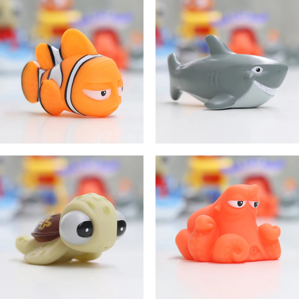 Baby Bubble baby bath squirt toys set with colorful squeaky, floating animal figures in a playful scene.