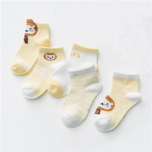 Five pairs of Baby Bubble infant baby socks in cotton mesh for boys and girls, suitable for newborns and toddlers.