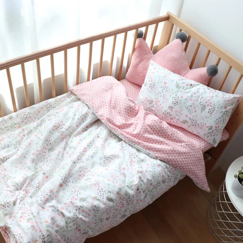 Soft cotton baby crib bedding set from Baby Bubble, includes nursery bundle with cozy sheets and blankets for infants.