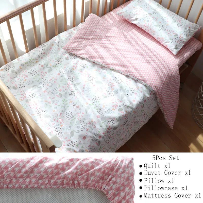 Soft cotton baby crib bedding set by Baby Bubble, including nursery bundle with cozy sheets and bedding accessories for infants.