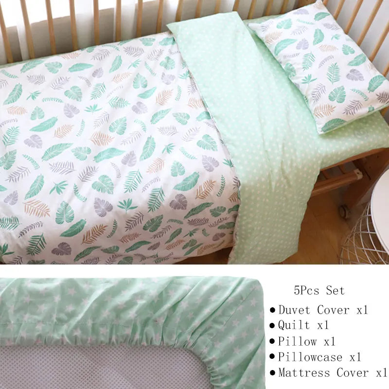Soft cotton baby crib bedding set from Baby Bubble, includes nursery bundle with cozy sheets and blankets for a comfortable nursery.