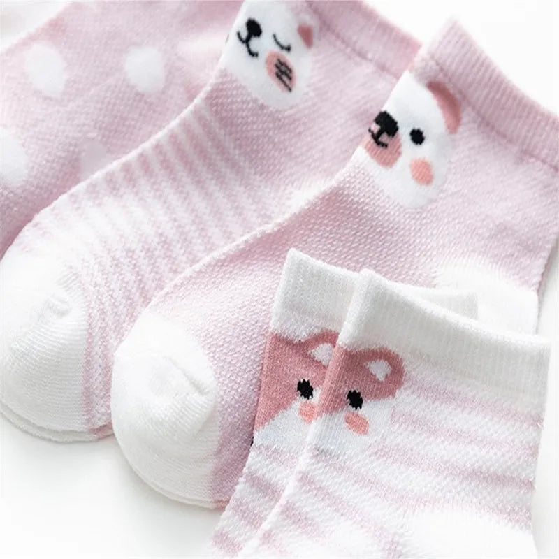 Set of five pairs baby socks for infants and toddlers, cotton mesh Baby Bubble brand, suitable for boys and girls.