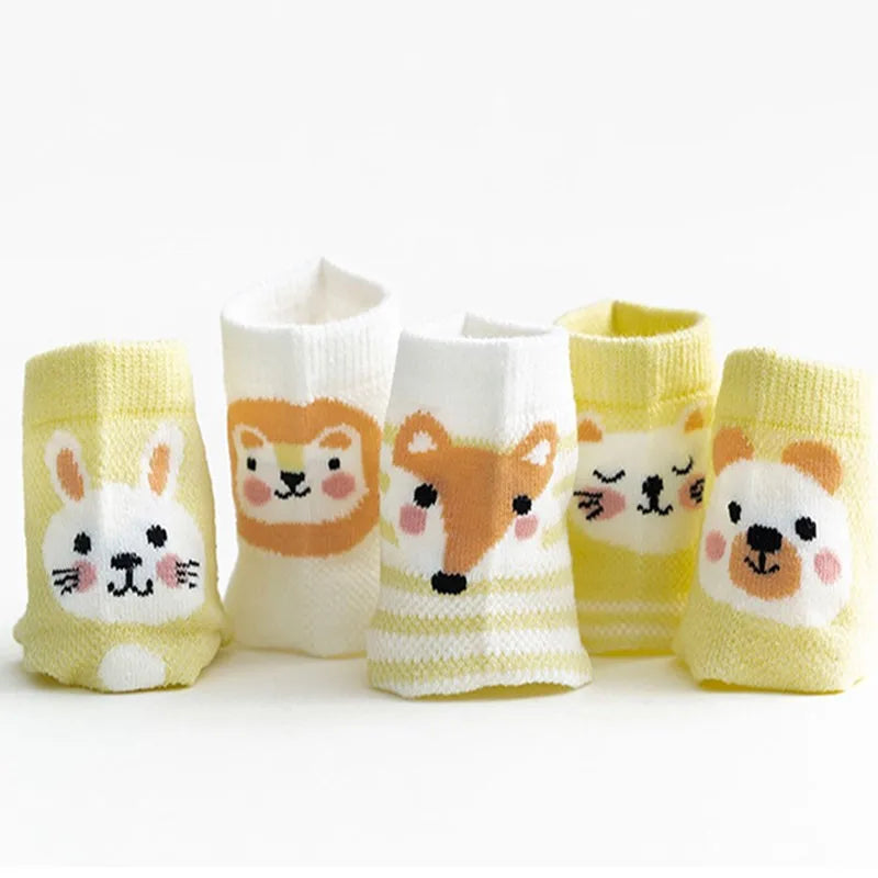 Set of 5 pairs of Baby Bubble infant baby socks for boys and girls, 0-24 months, made of cotton mesh for newborns and toddlers.