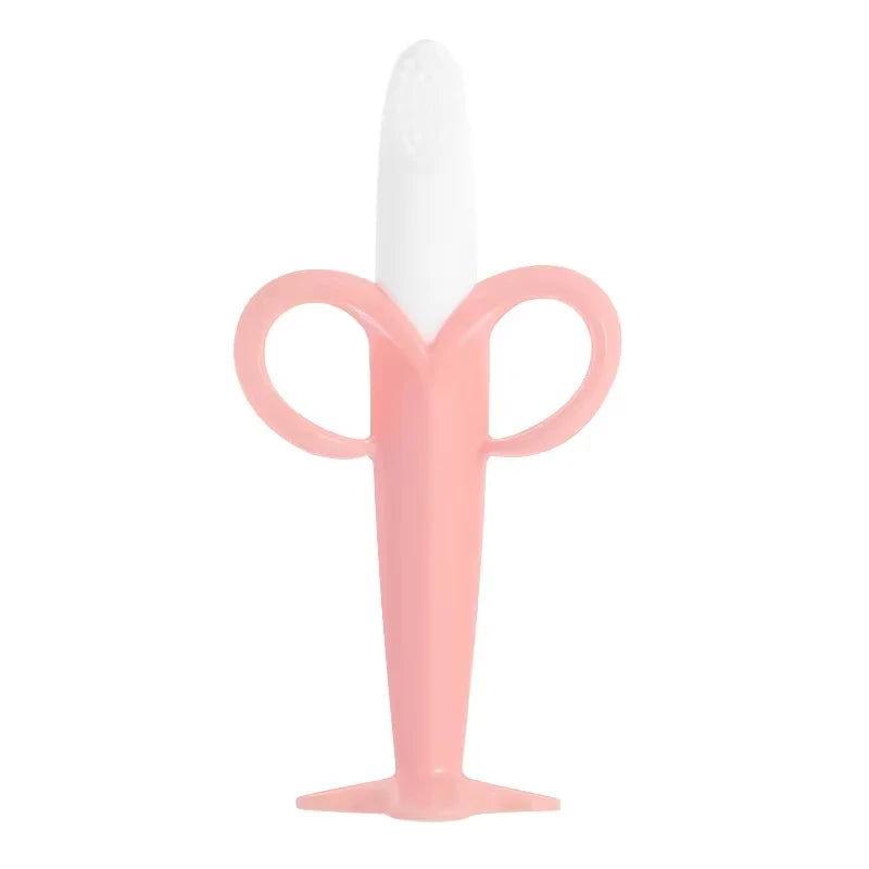 Baby Bubble silicone giraffe teether with textured surface for soothing sore gums in a close-up image.