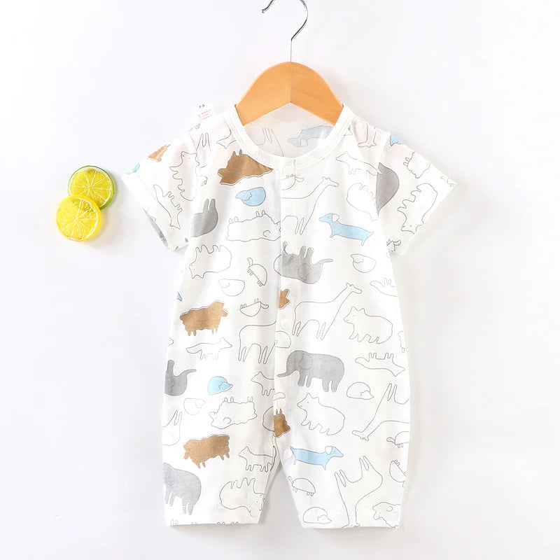Baby Bubble cotton short-sleeve romper for newborns, boy and girl infant sleepwear, lightweight summer baby bodysuit.