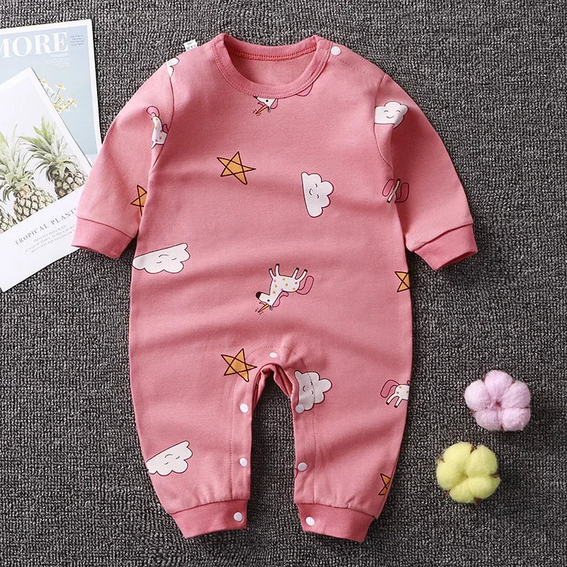 Baby Bubble solid color cotton one-piece jumpsuit for infants, featuring comfortable, soft fabric and easy snap closures.