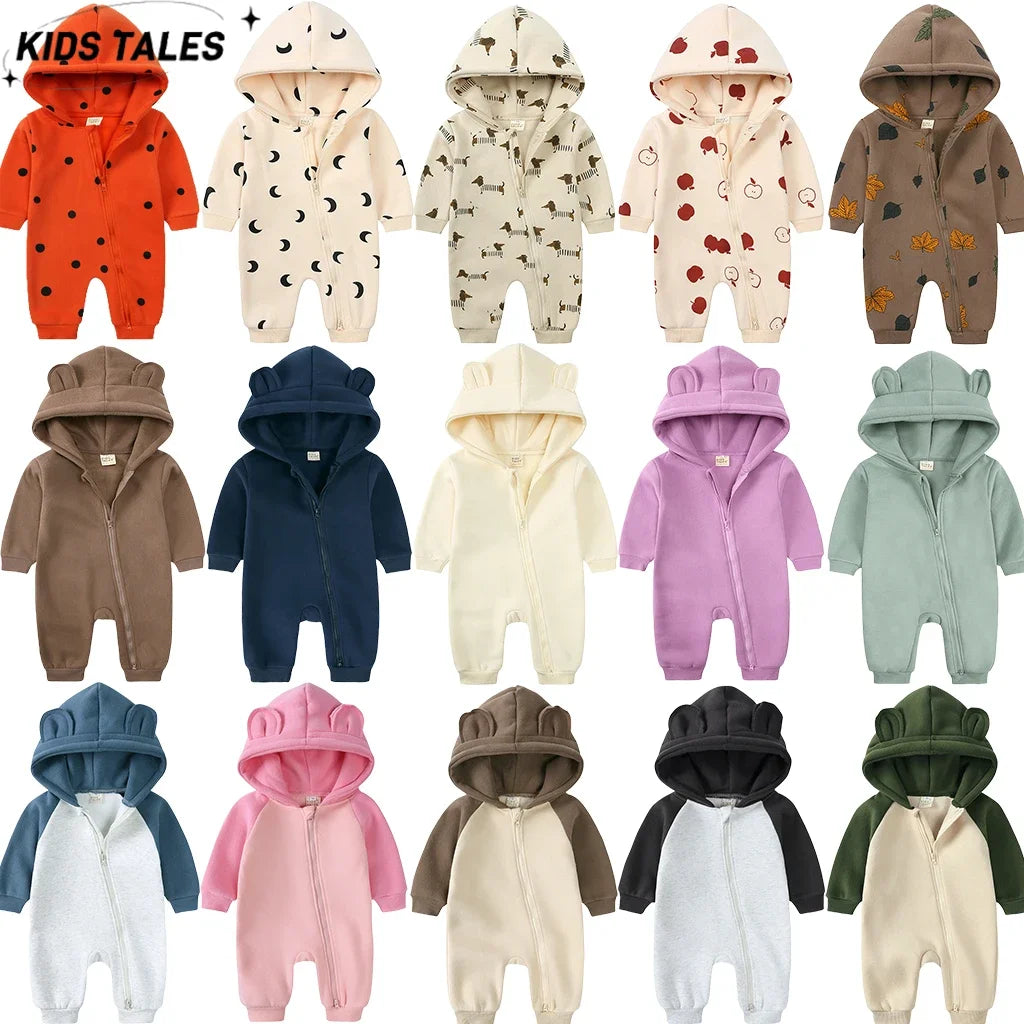 Baby Bubble Bear onesie in cozy winter pajamas featuring a cute bear design, perfect for warm, comfortable sleepwear for infants.