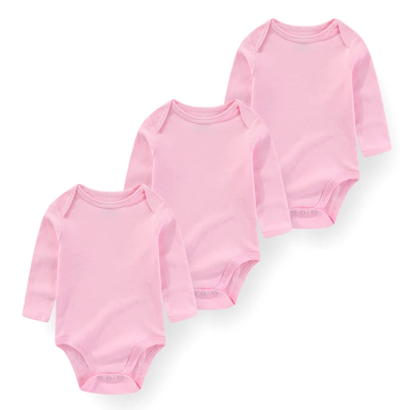 Baby Bubble newborn cotton bodysuit 3-pack, soft and comfortable everyday onesies for babies, shown in various pastel colors.