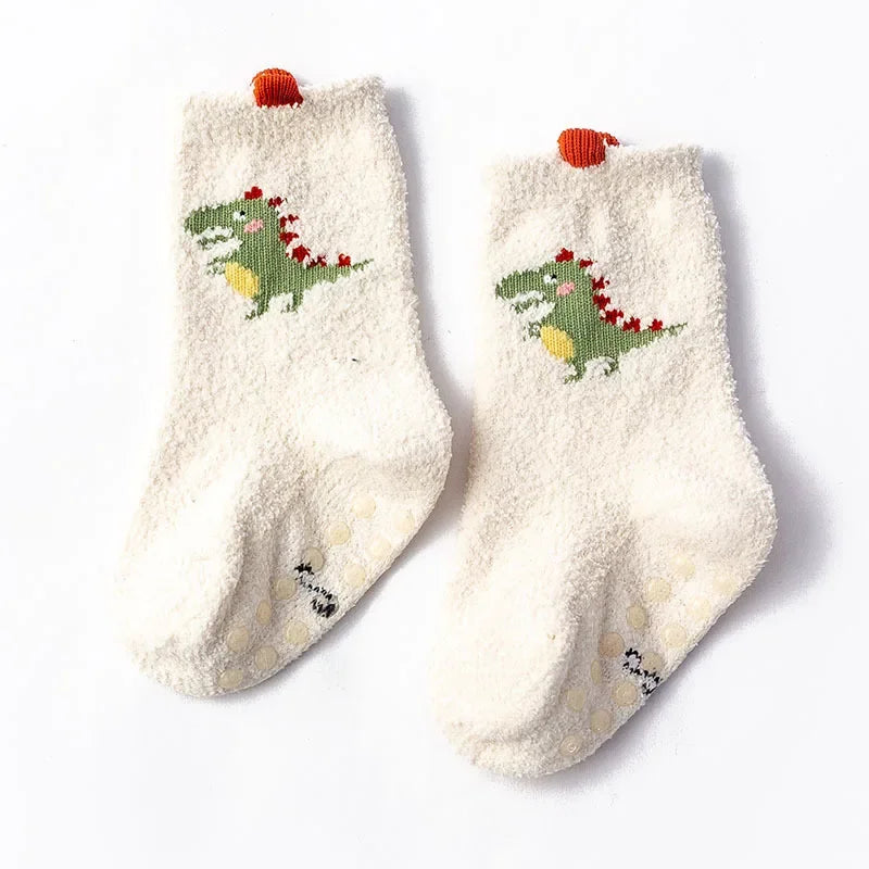 Baby Bubble baby dinosaur socks featuring colorful, soft, and warm fabric with playful dinosaur patterns for infants.