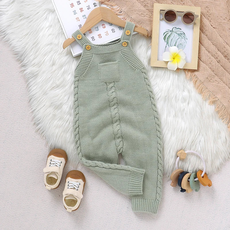 Baby Bubble sleeveless knitted romper, all-season essential for babies, featuring a cozy, stylish sleeveless design in soft knit fabric.