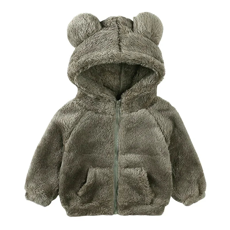 Baby Bubble winter hooded fleece coat, warm and cozy for babies, featuring soft fabric and a snug hood for chilly weather.