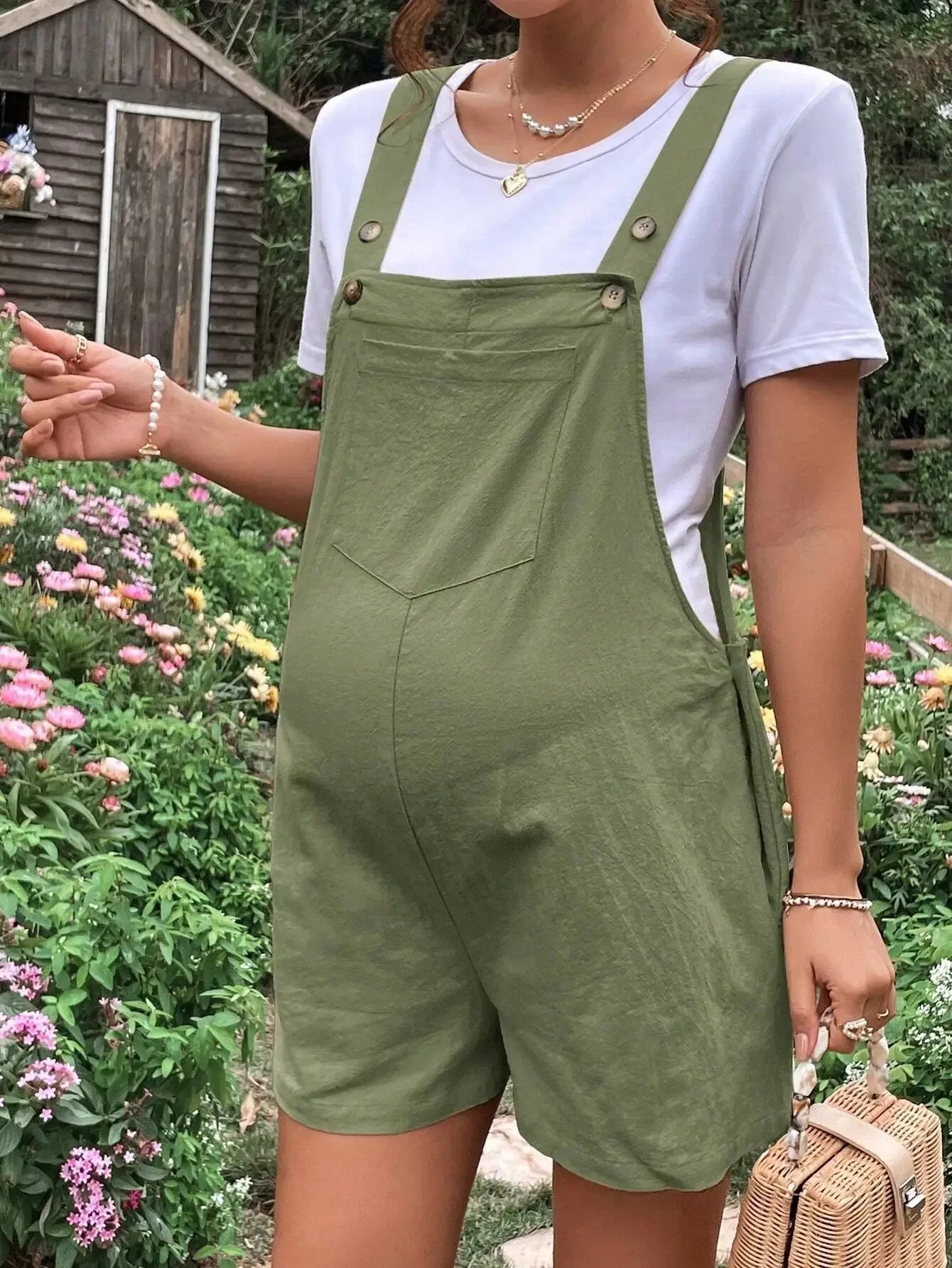 Baby Bubble maternity jumpsuit romper, comfortable pregnancy style, featuring soft fabric and a relaxed fit for expecting mothers.