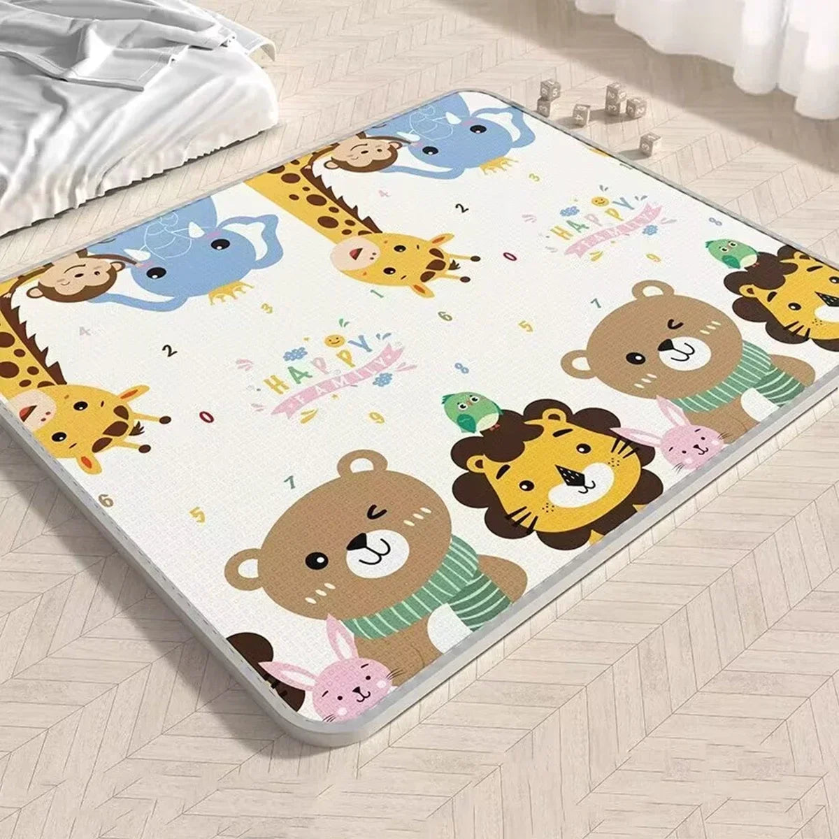 Baby Bubble baby activity play mat with thick cushioning, colorful patterns, and soft fabric for safe tummy time and play.