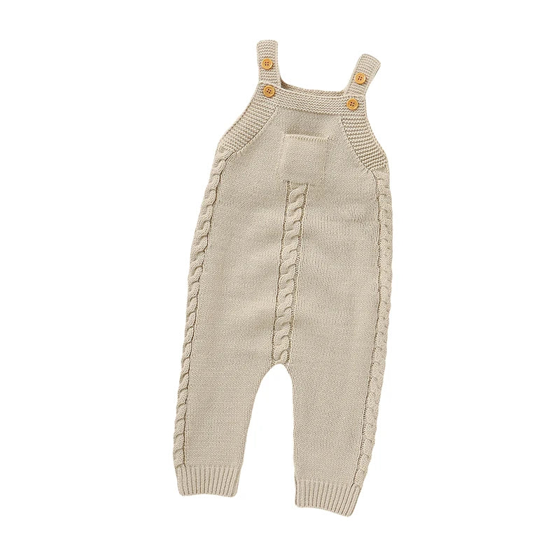 Baby Bubble sleeveless knitted romper, all-season essential, soft and cozy baby one-piece suitable for warm and cool weather.