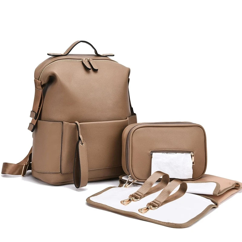 baby diaper bag backpack leather BabbleRoo: Vegan Eggshell White but style and convenience too Leather Diaper Bag Large