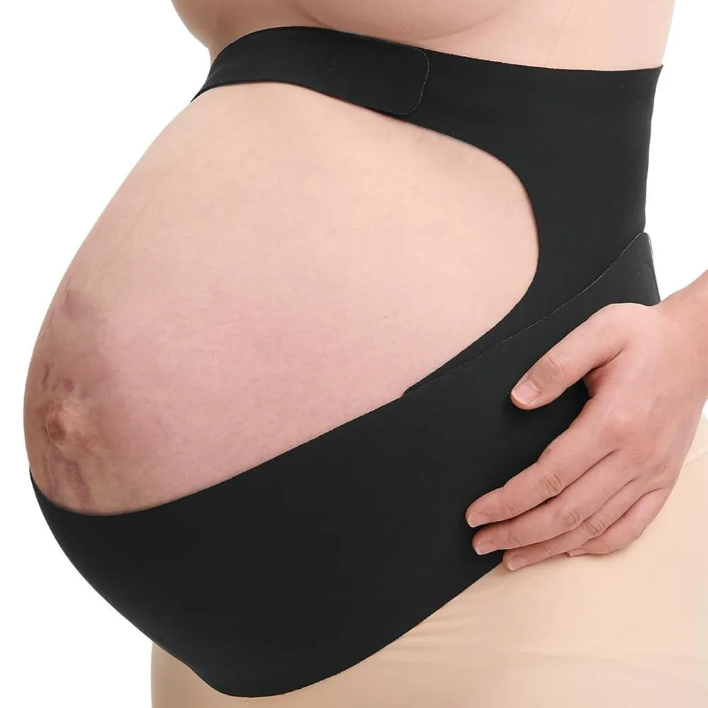 Adjustable Baby Bubble maternity belly support band worn around the pregnant belly for comfort and support.