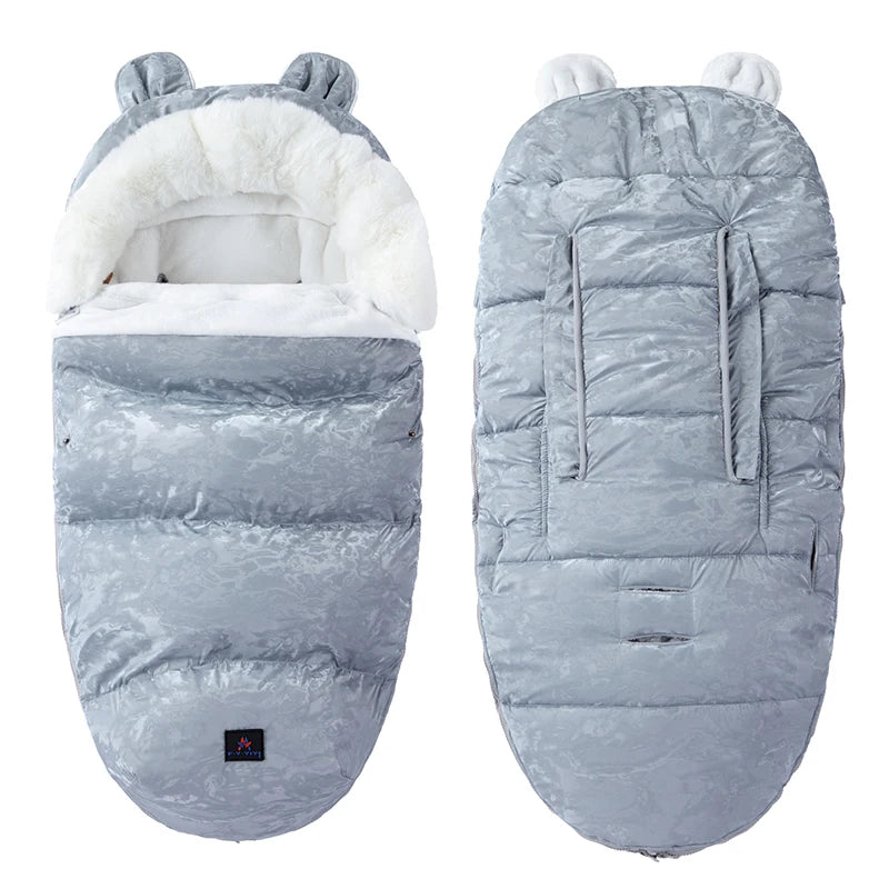 Baby Bubble velvet stroller sleeping bag with anti-kick design, soft warm interior, and cozy outer fabric for infants.