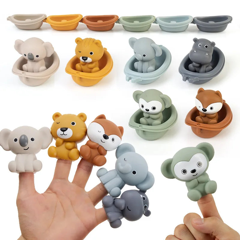 Colorful Baby Bubble bath stacking boat toys for kids water play, featuring multiple boats for imaginative bath time fun.