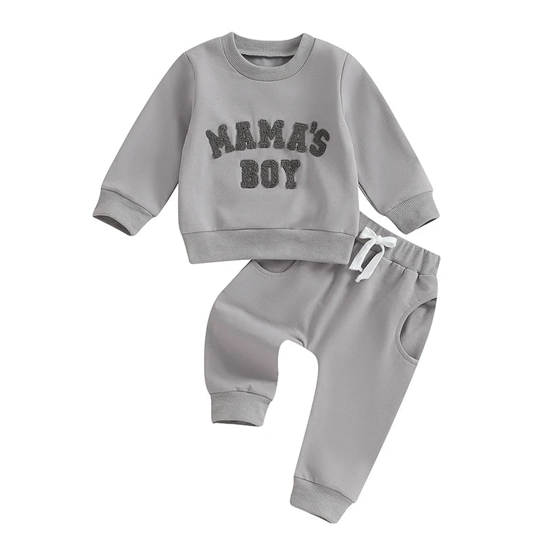 Baby Boy Crewneck Sweatshirt Set by Baby Bubble, featuring a cozy fall outfit for ages 0-3 years, shown on a child.