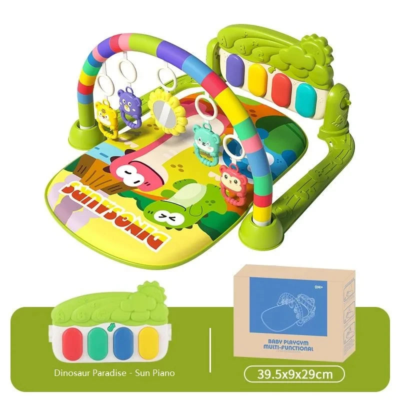 Baby Bubble baby gym mat with pedal piano and fitness frame, featuring colorful musical toys for infant play and development.