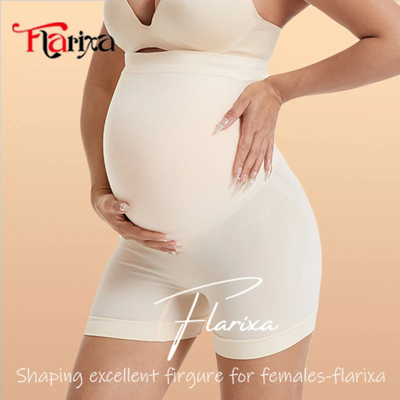 Seamless maternity underwear with high waist bump support in soft fabric, designed by Baby Bubble for comfortable pregnancy wear.