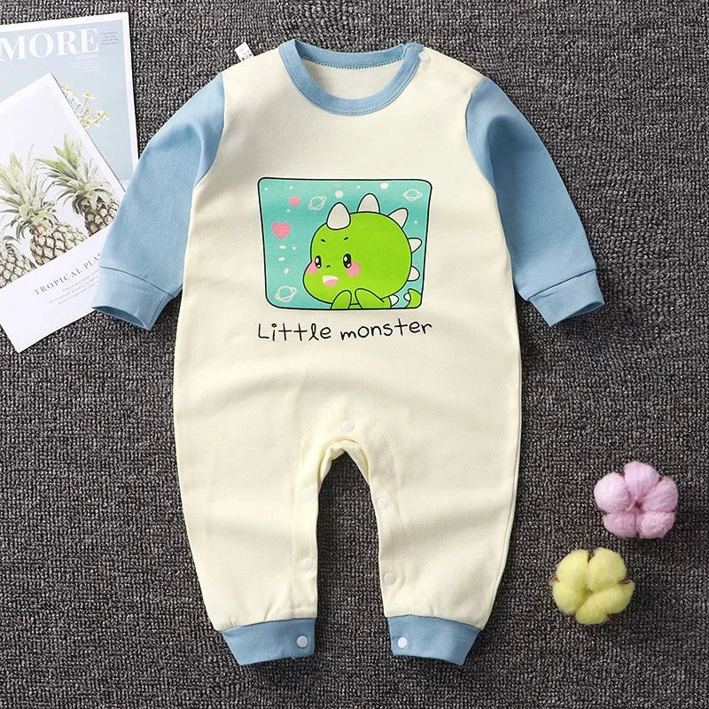 Baby Bubble baby cotton one-piece jumpsuit in solid color, soft and comfortable for infants, with a simple design.