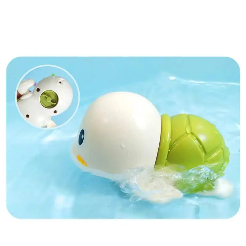 Baby Bubble bath toys set featuring a turtle, tortoise, and duck swimming pool toys for infants and toddlers in a colorful collection.