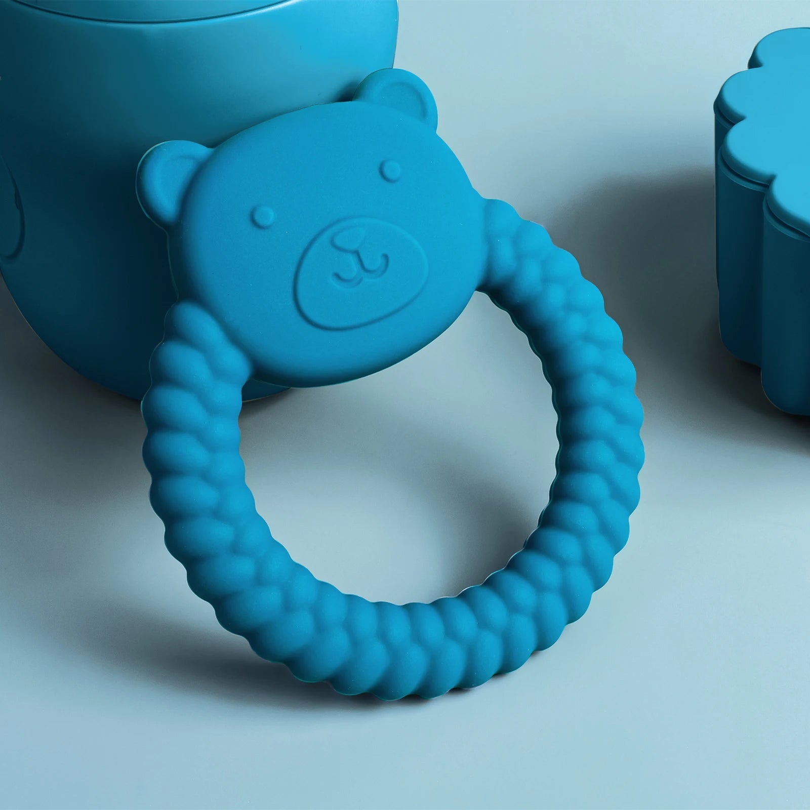 Baby Bubble BPA-Free Baby Bear Teether with soft silicone material, designed to soothe baby's gums and provide gentle chewing comfort.