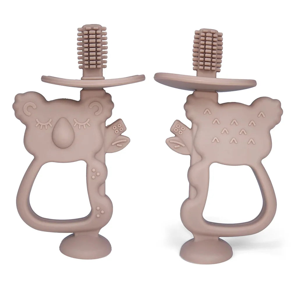 Baby Bubble BPA-free silicone baby teether glove with textured gum relief surface for soothing sore gums.