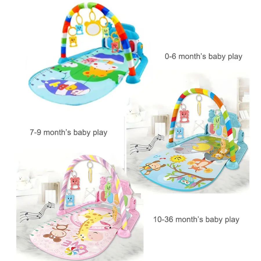 Baby Bubble baby piano gym play mat with colorful musical toys and crawl kick activity area for infants.