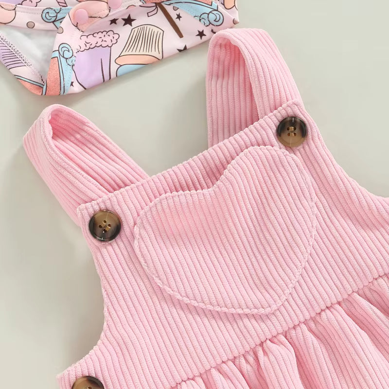 Jupe porte-jarretelles rose pour bébé fille