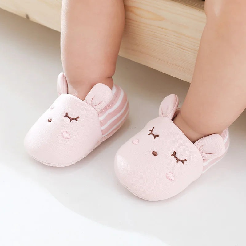 Baby Bubble first walker crib shoes with soft material and anti-slip soles, designed for infants learning to walk.