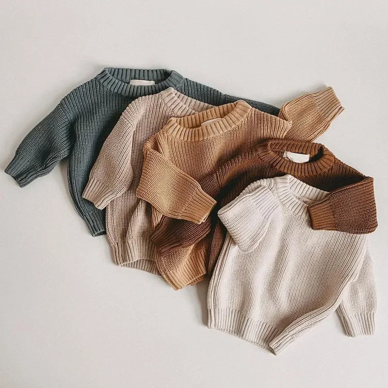 Baby Bubble baby knit pullover sweater in warm thick fabric for 0-6 months, featuring a cozy, soft knit design.
