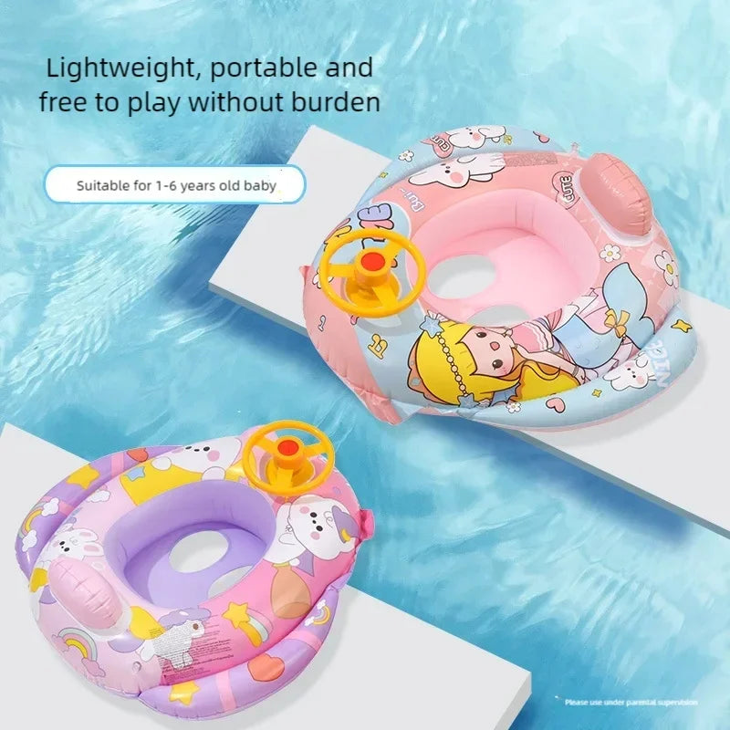 Baby Bubble inflatable swimming ring with a cute animal steering wheel, designed for safe and fun water play for babies.