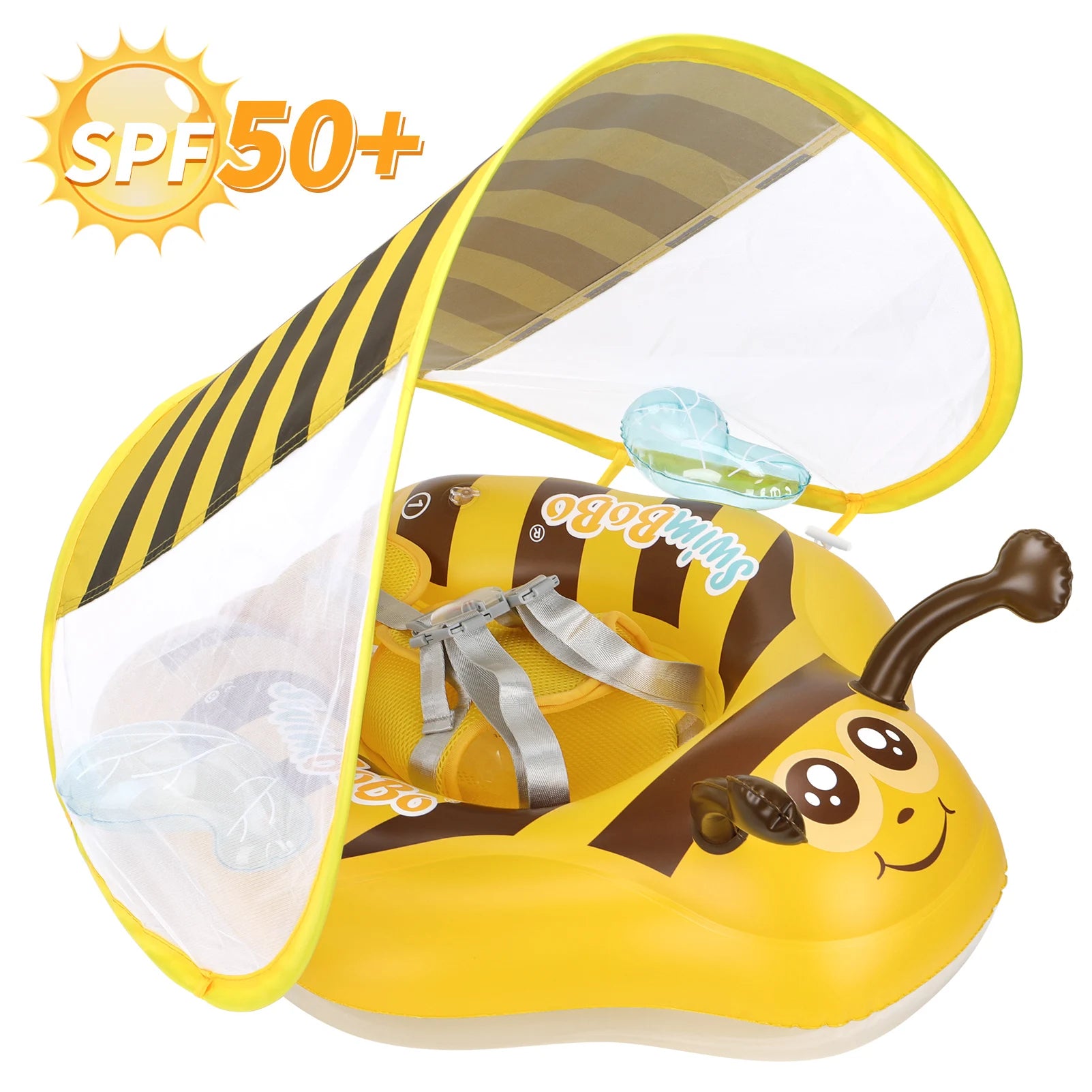 Baby Bubble Baby Bee Float Ring with inflatable mesh safety seat, designed for infants to float securely in the water.