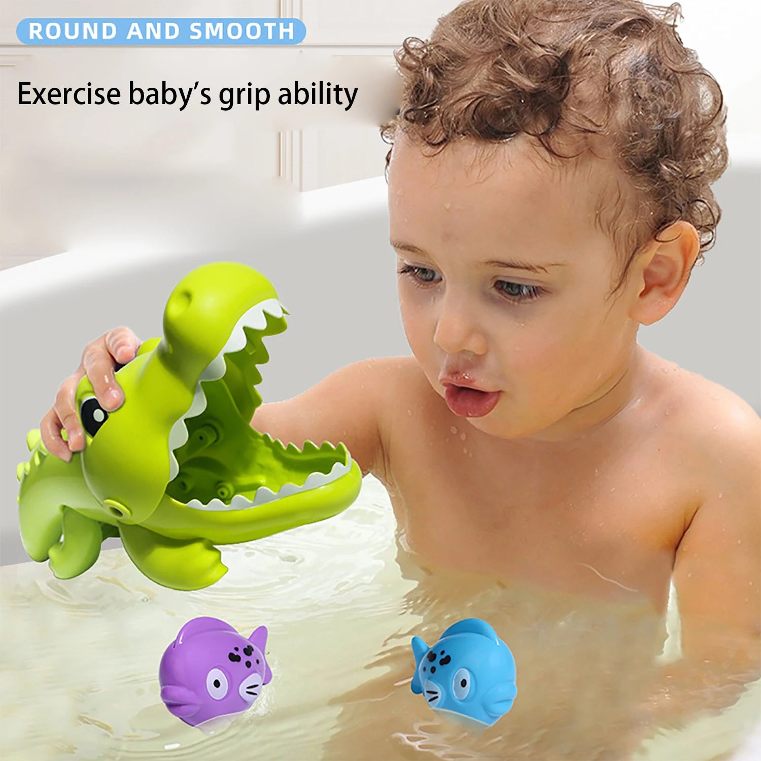 Kids crocodile bath toy from Baby Bubble featuring colorful crocodile design for fun water play during bath time.