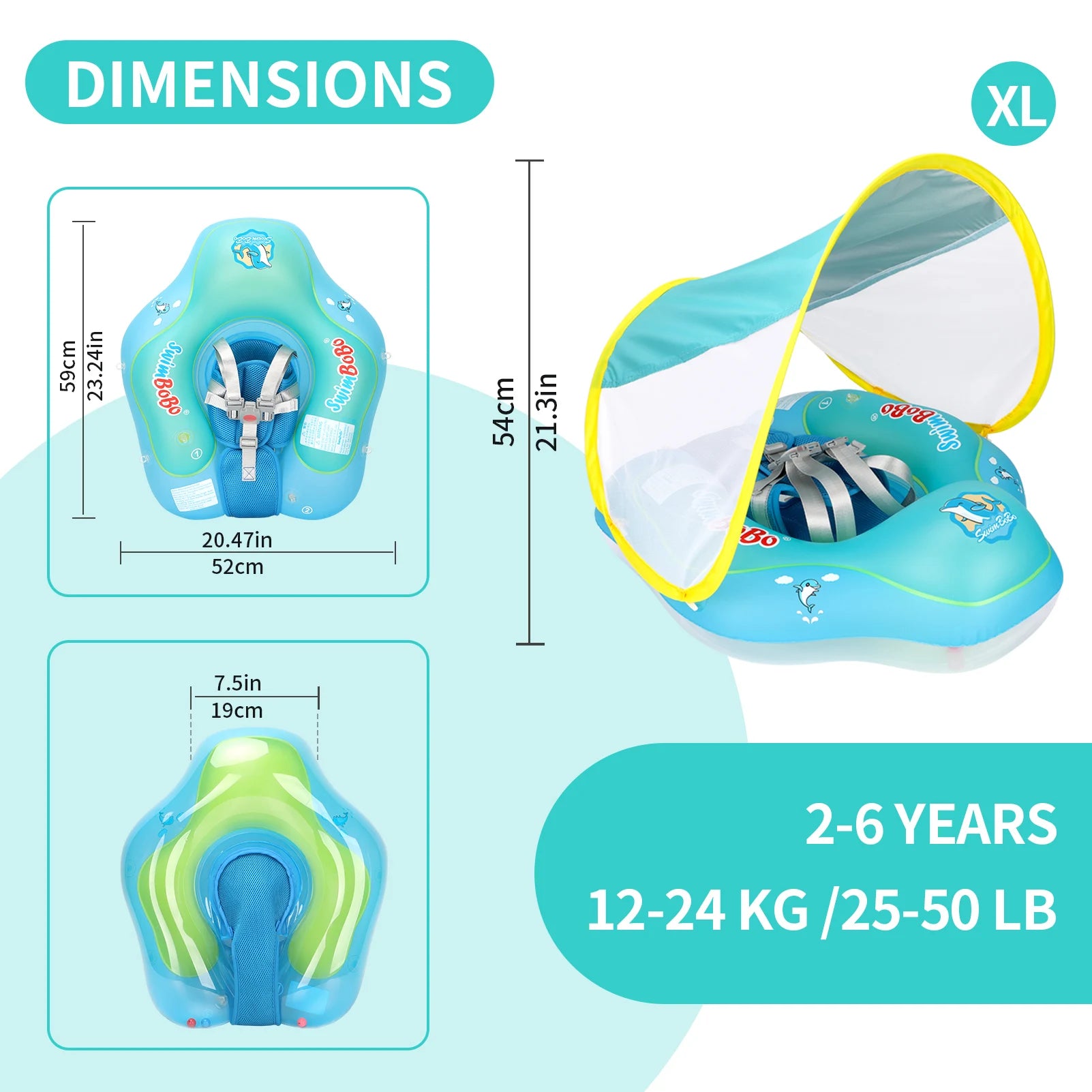 Baby Bubble UV sun protection float ring with canopy, designed for safe water play and sun protection for infants.