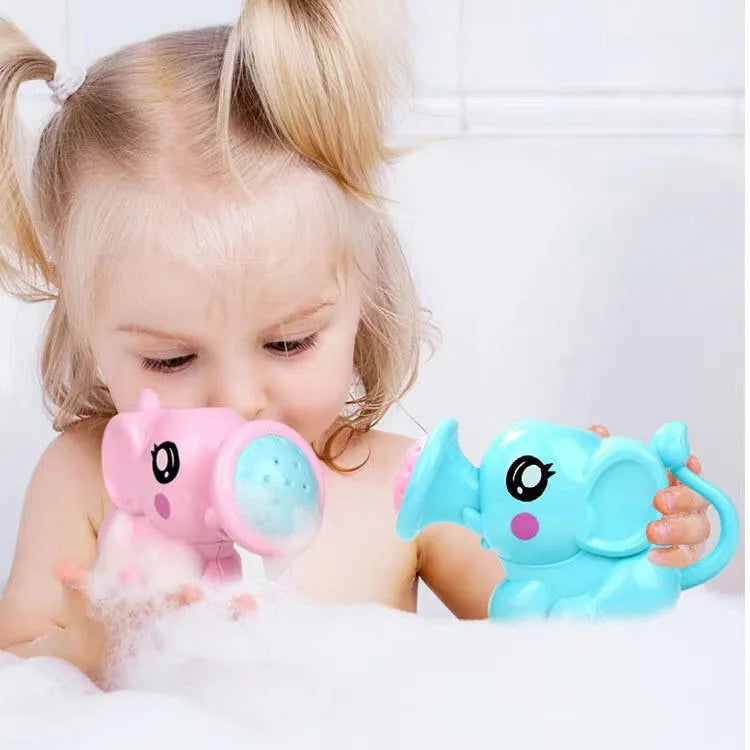 Baby Bubble elephant bath toy with water spray for swimming and bath fun, featuring colorful, soft plastic design.