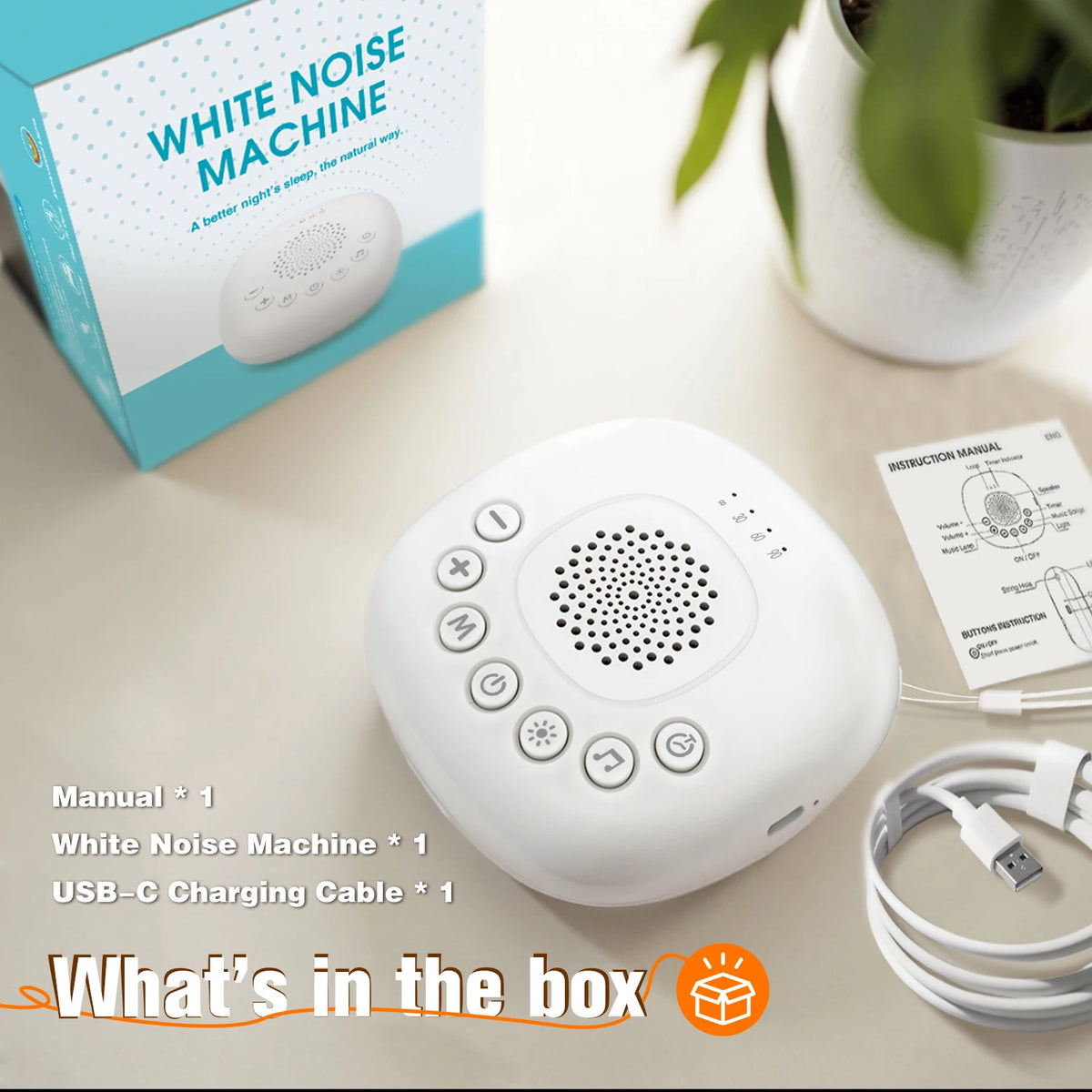 White Noise Sound Machine with 24/20 Soothing Sounds Sleep Aid for Babies Kids Adults Rechargeable Night Light Newborn Gifts