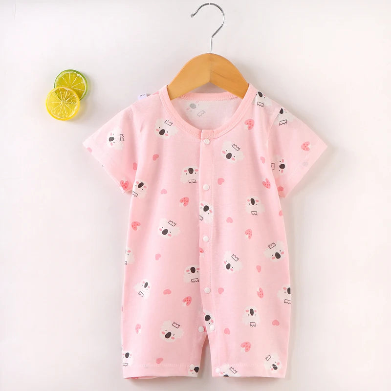Baby Bubble cotton newborn baby bodysuit with short sleeves, suitable for boys and girls, ideal for summer sleepwear and casual wear.