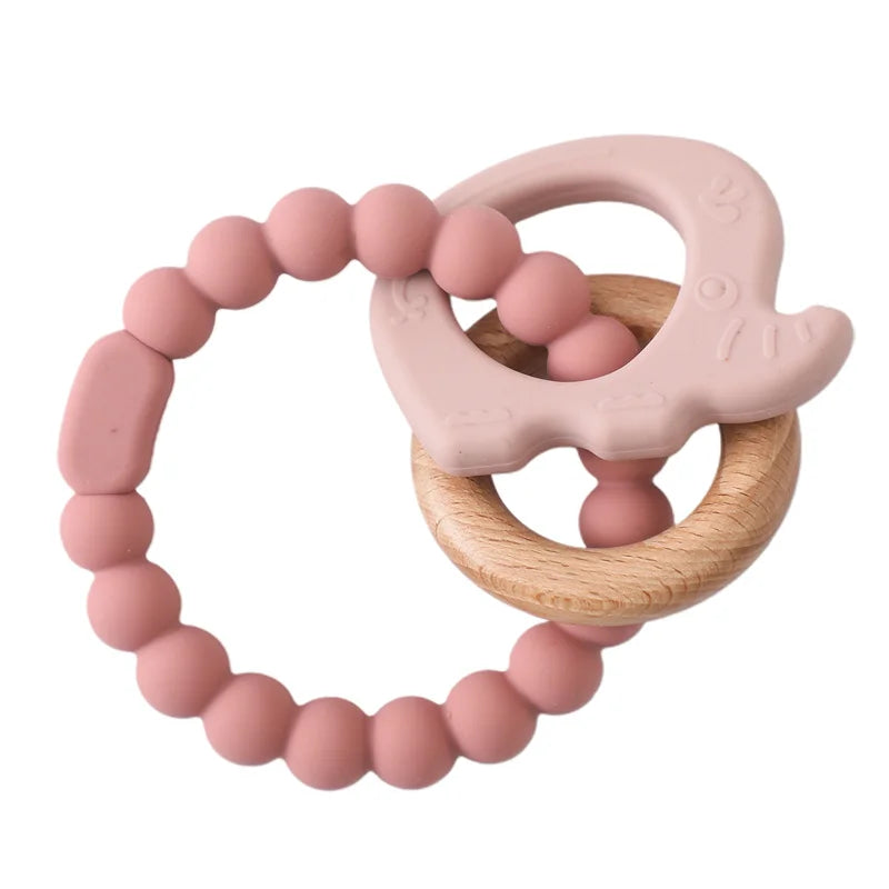Baby Bubble BPA-free silicone baby teether glove with textured surface for gum relief, designed for soothing infants.