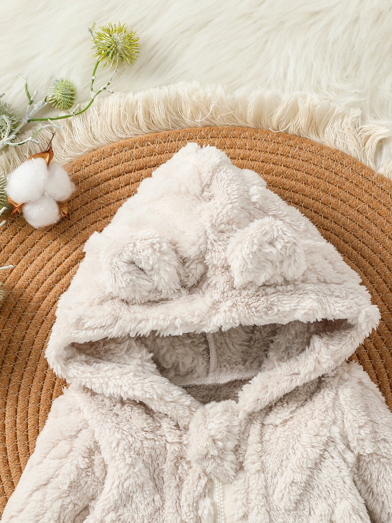 Baby Boy Winter Zipper Jumpsuit by Baby Bubble, newborn warm fleece jumpsuit with hood and front zipper for cold weather.
