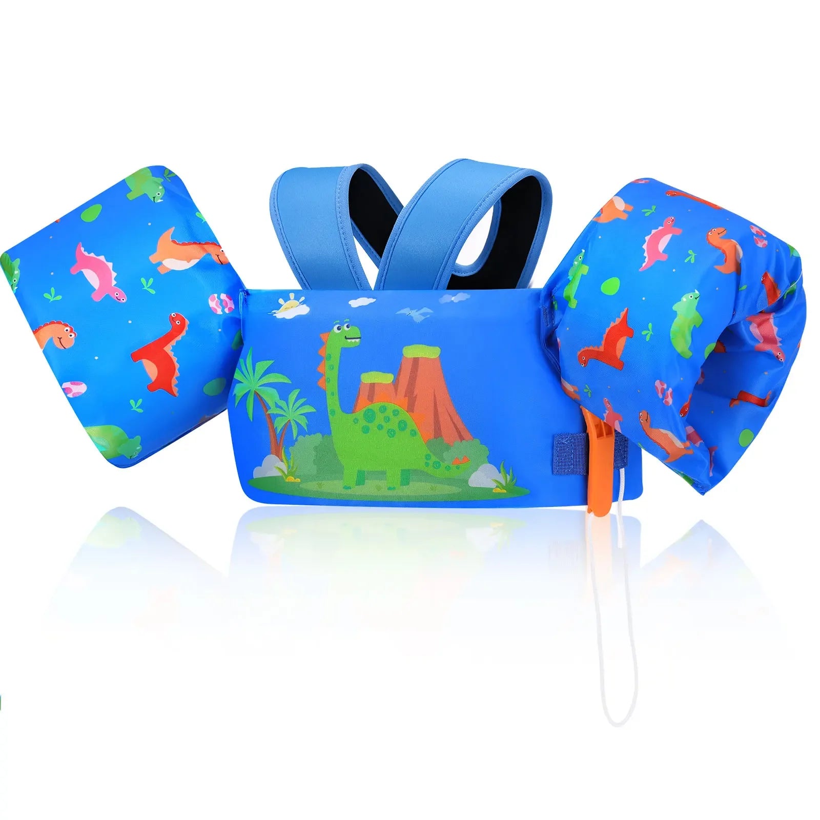 Baby Bubble kids life vest with foam arm floats and safety whistle, designed for swimming safety and easy movement.