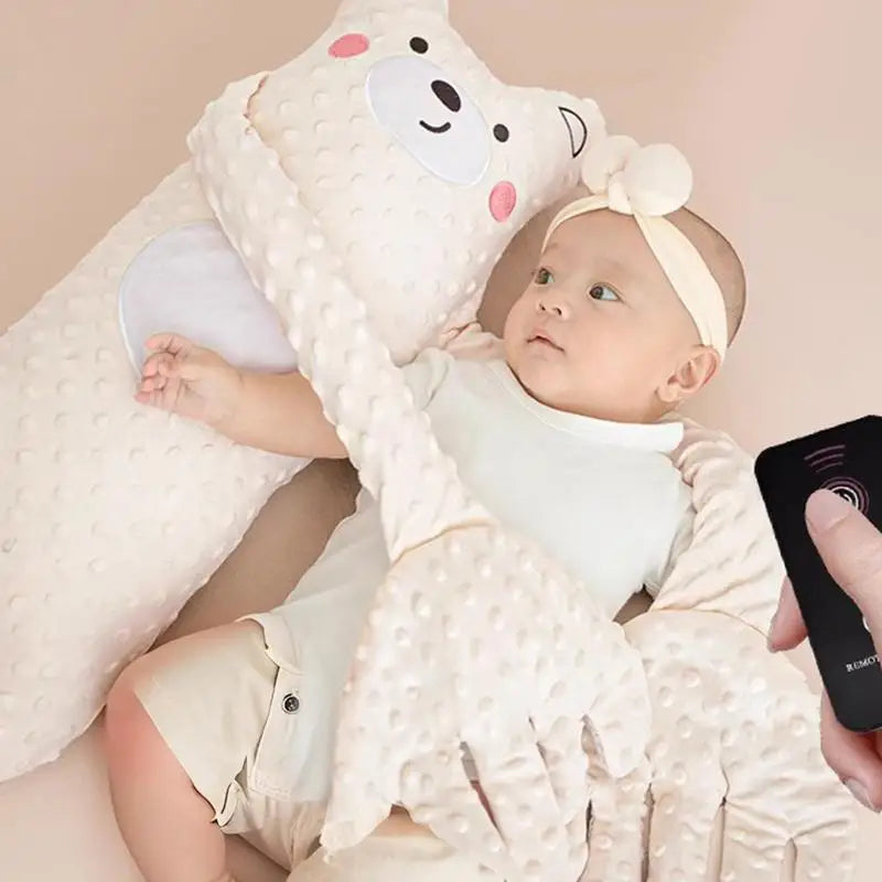 Baby Bubble soothing bear baby sleep pillow with remote, soft plush design and calming features for restful sleep.