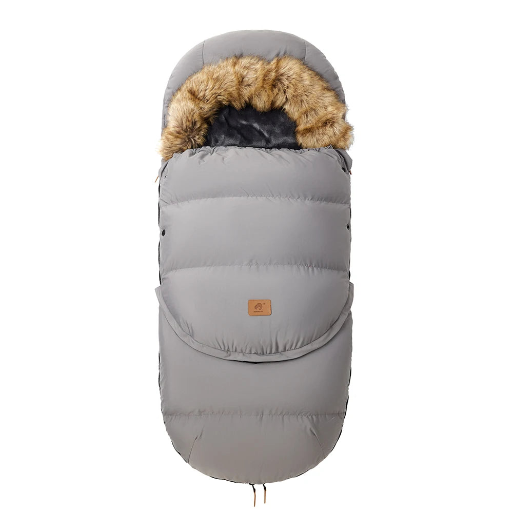 Baby Bubble winter pram sleeping bag with removable warm footmuff, soft insulated design for cozy baby outdoor comfort.