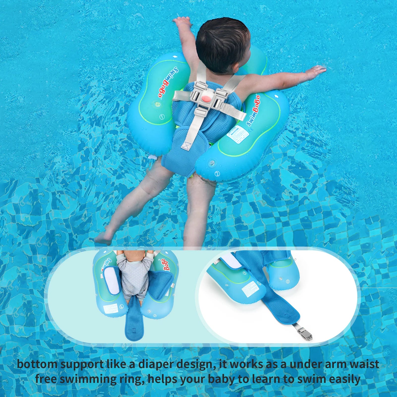 Baby Bubble baby float ring with canopy, UV sun protection, colorful inflatable ring designed for safe water play.