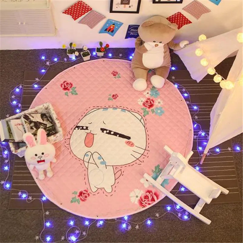 Round Nordic Animal Kids Room Carpet and Play Mat by Baby Bubble, featuring colorful animal illustrations on a soft 150cm surface.